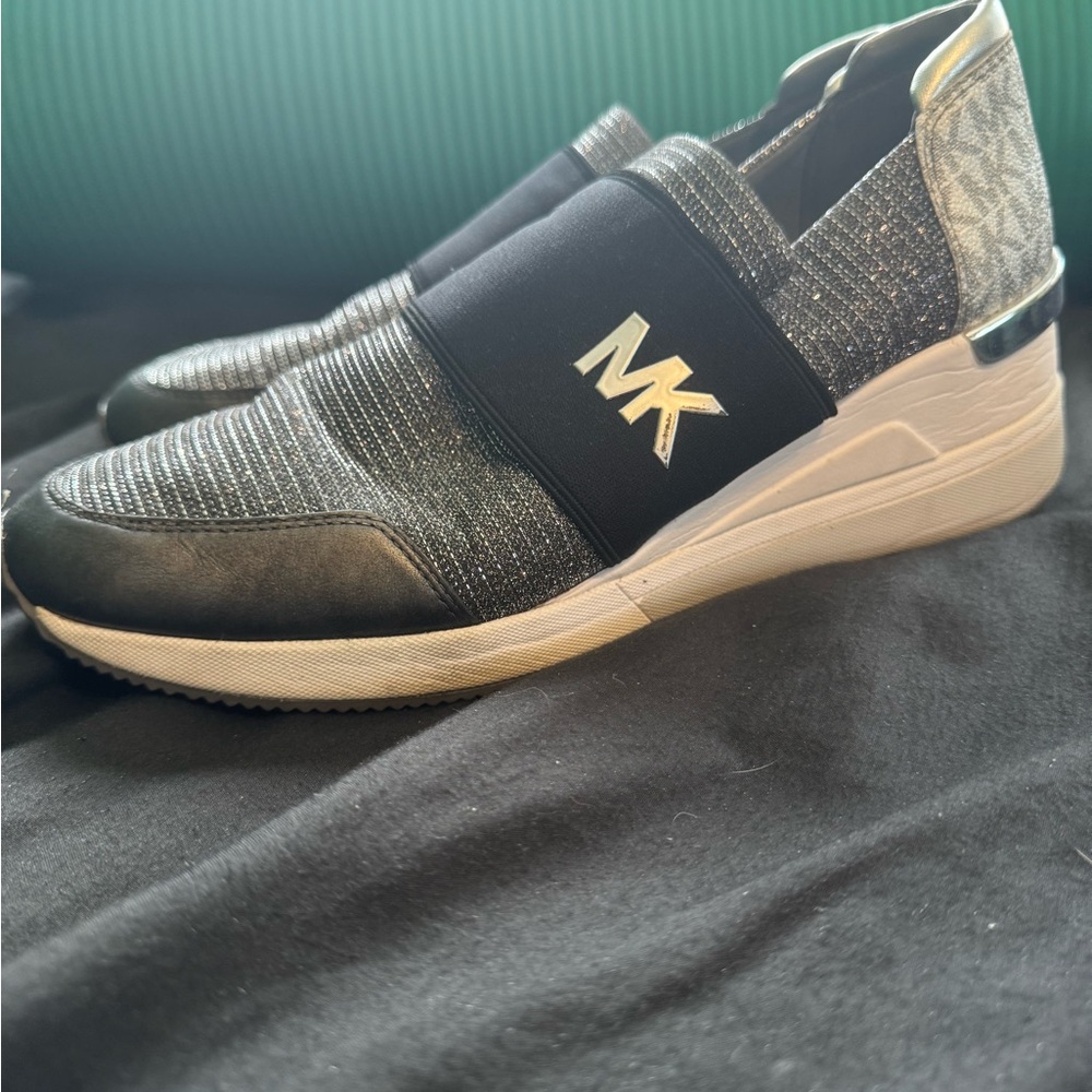 Michael Kors Black and Silver Slip-On Sneakers